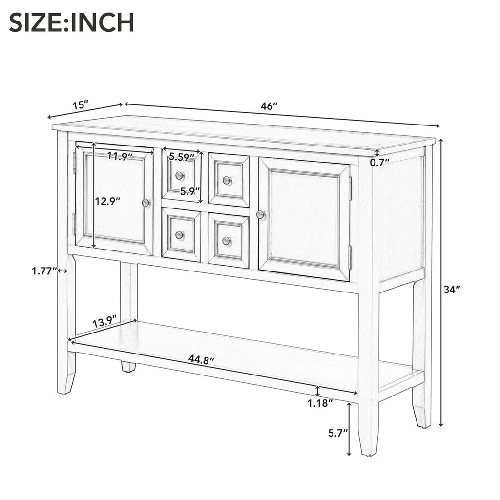 Table for OLD Storage WF190263AAE) Gray and Entrances Shelf Rooms (Antique Ample Living with and Console Four Series SKU Cambridge Vintage Kitchens Drawers Small TREXM Bottom