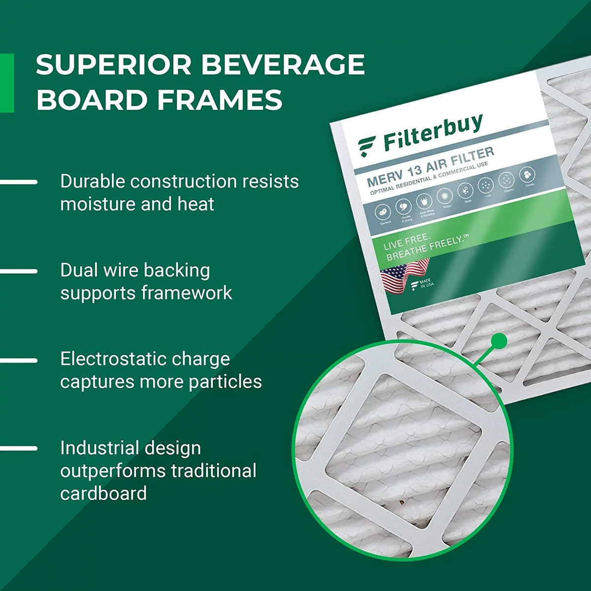 AC HVAC Air MERV Furnace (3-Pack) Pleated 8x20x4 13 Filterbuy Filters