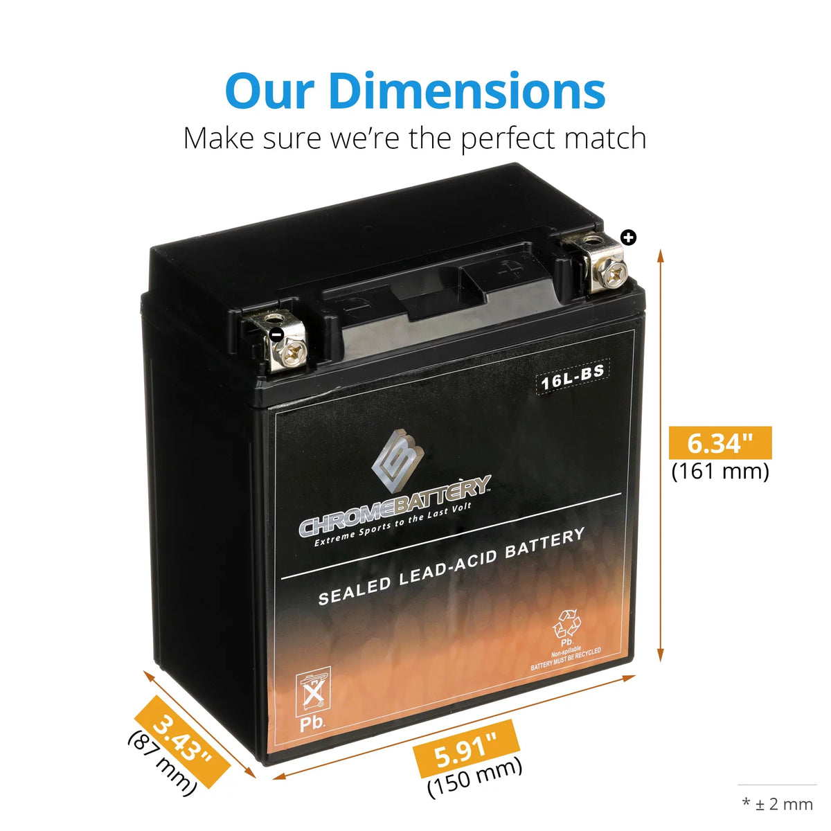Battery Replaces Ski Ytx16L-Bs Es-16Clb Sea-Doo Other Battery All Chrome for 1995 Jet Models Brp