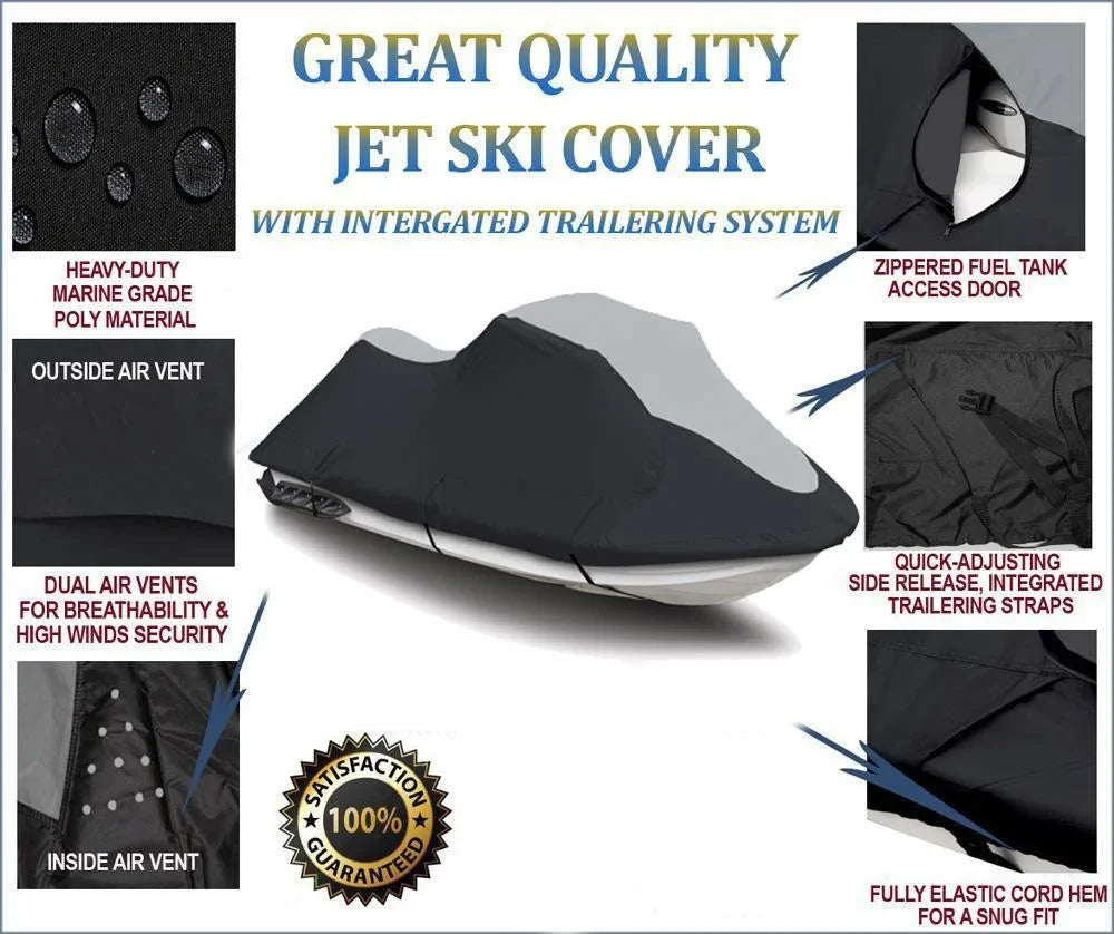 PWC POLARIS PWC JetSki Compatible SUPER 2002 for HEAVY-DUTY 1999 Cover JET SKI COVER Black/Grey 2000 GENESIS 2001