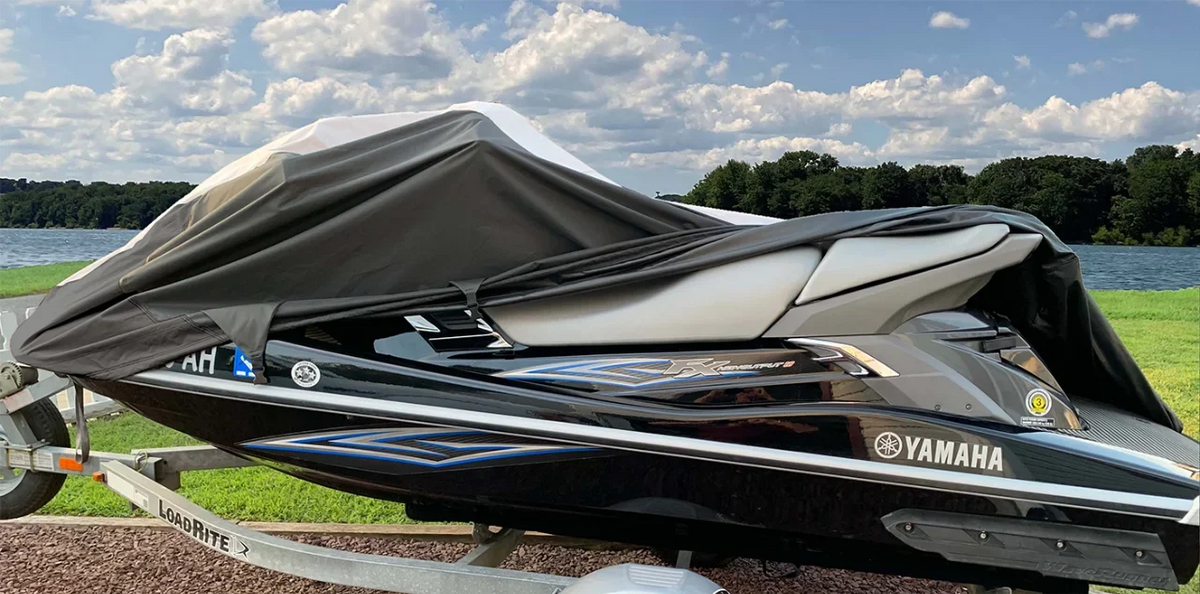 for Ski Jet GP HEAVY-DUTY Trailerable Compatible YAMAHA Cover JETSKI SUPER Black/Grey PWC Wave Seater THE 2 Runner Cover 1997-2000 760 LINE TOP OF