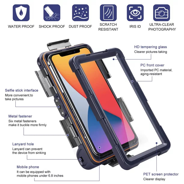 Case Inch to Xiaomi 6.9 Up [15m/50ft] with Lanyard Waterproof Surfing 8 And Photo Video Swimming all Underwater Professional Diving UrbanX Phones Housing Protective for Pro Snorkeling Mi LCD