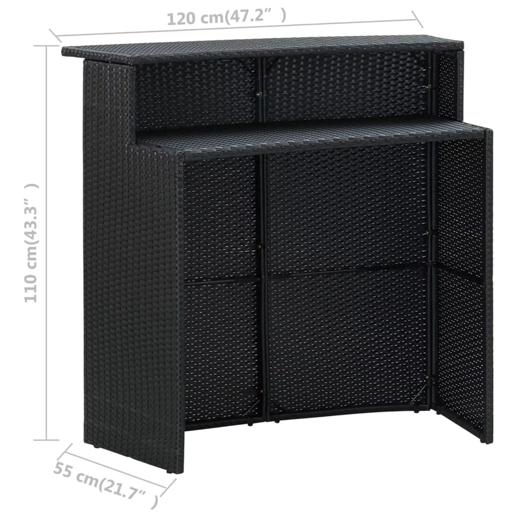 Set exterior Garden Dining Chairs Shelf Cushioned Bar Pub, Set Anself Rattan Backyard, for and Storage with Table 5 Black Bistro, Poly 4 Patio Stool Terrace, Piece