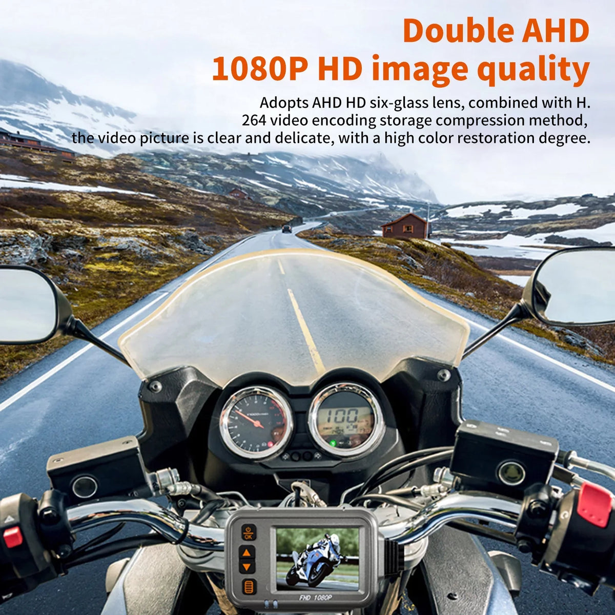 Angle,Parking Cam,WiFi 32G Recording Camera Vision Dual Night Shinysix After Full Monitoring, Timed Flameout Motorbike 1080p ,120° card Wide Motorcycle storage Dash With Body Waterproof