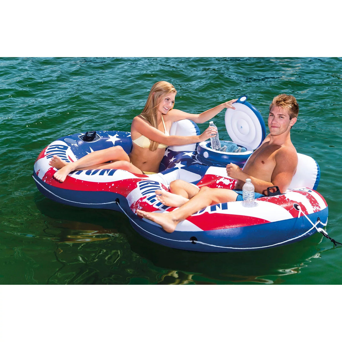Tube, Run 2 American Float (2 Flag Pack) w/ Inch River 53 Intex Person Red