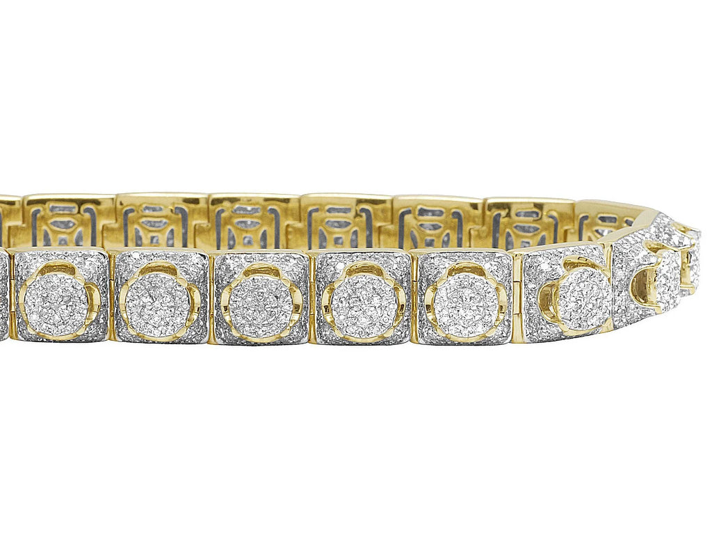 6.6 8MM 10K CT Gold Yellow Cluster Bracelet 8.5" Men's Diamond