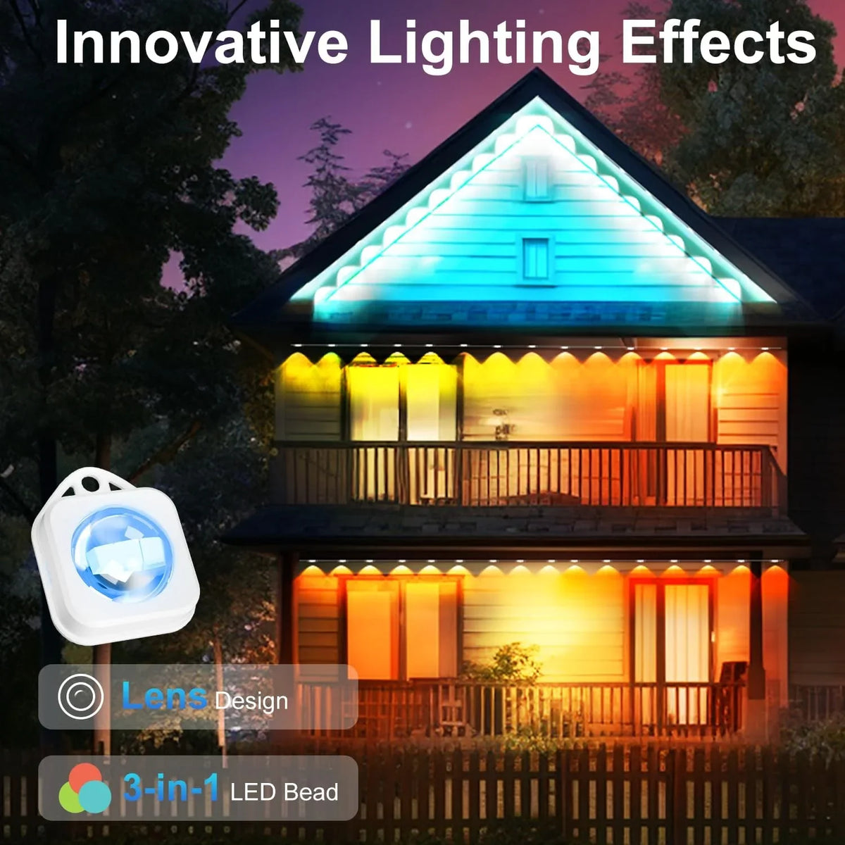 Lights, DIY Using, Remote 100ft Modes, and for Permanent Daily 72 exterior LED exterior Suitable with IP67 Work & RGB with Lights Alexa Holiday Eaves Waterproof, with Scene Lights