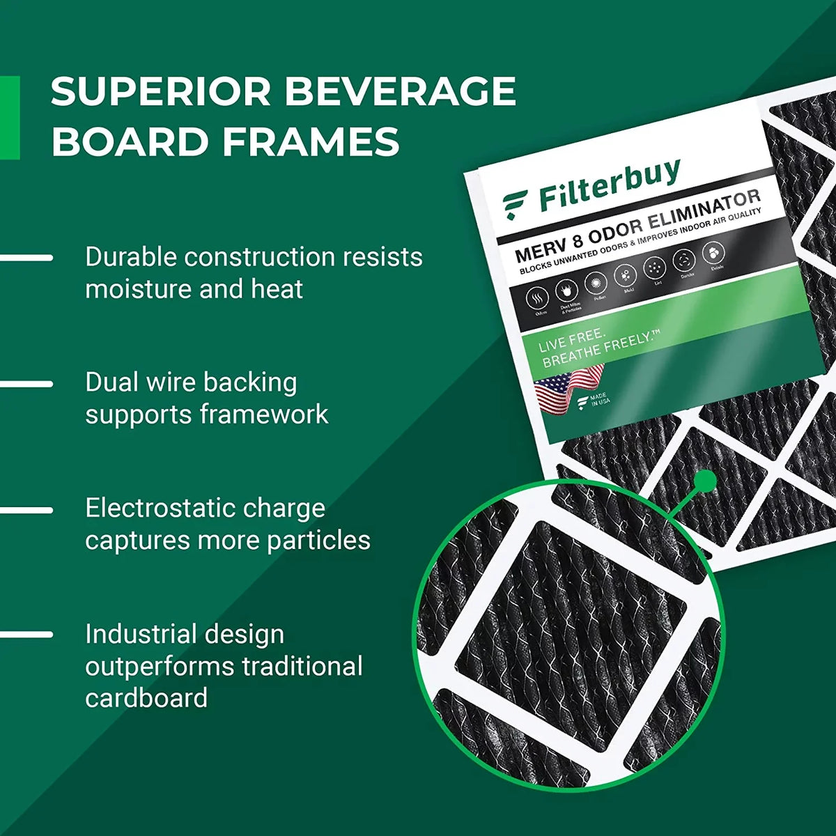 HVAC AC Filters MERV Furnace Activated Filterbuy 12x12x1 (4-Pack) Odor with Carbon Air Pleated Eliminator 8