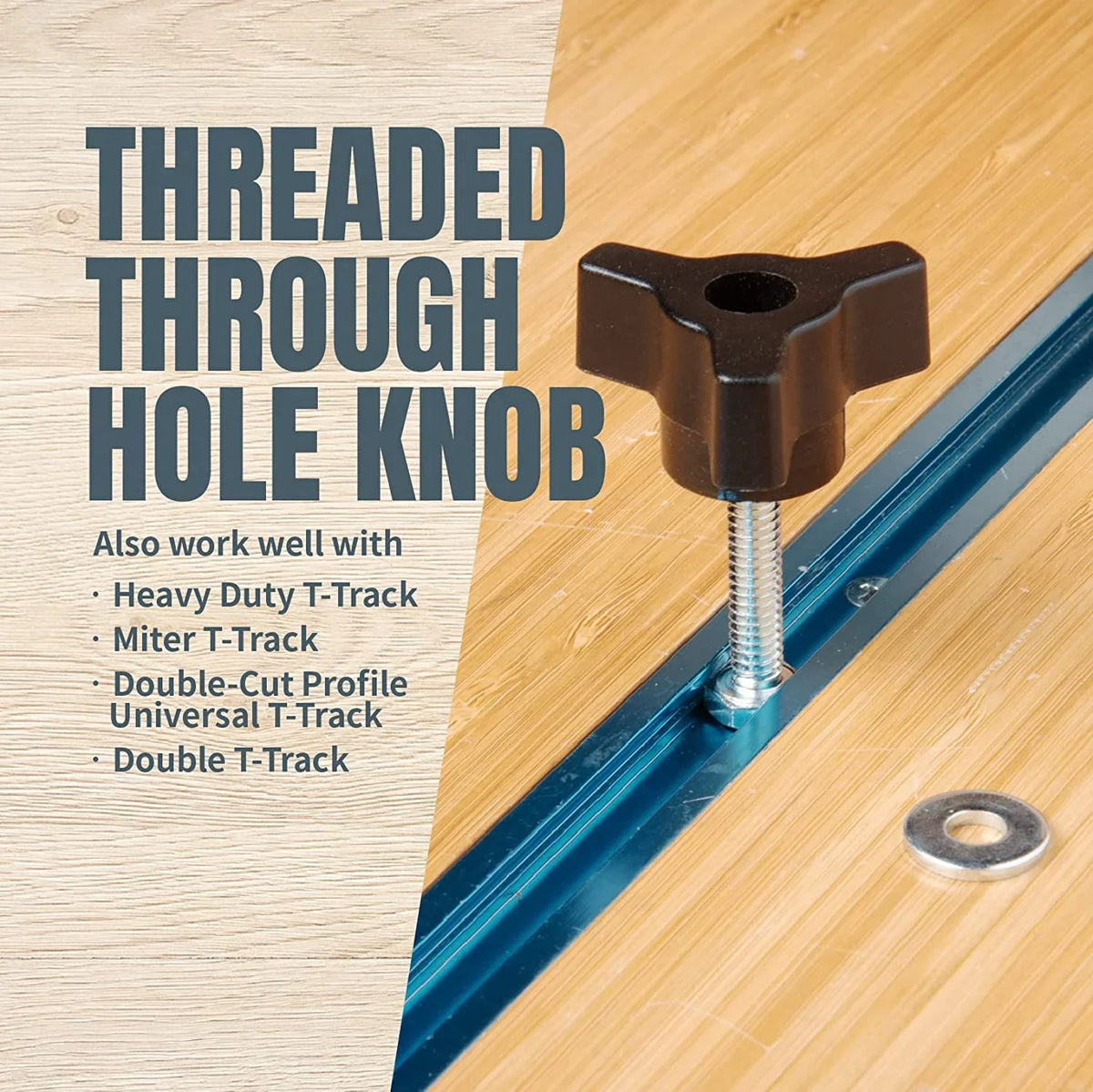 Woodworking T Clamps, Accessories Kit, Clamps, Jigs (71846) Fixtures and Kit T x and Knob Down Hex for 1/4-20 Washers, Hold Track 1-1/2" Track L 2x5-1/2" POWERTEC 10) w/Hold Track Down Bolts T of (Set