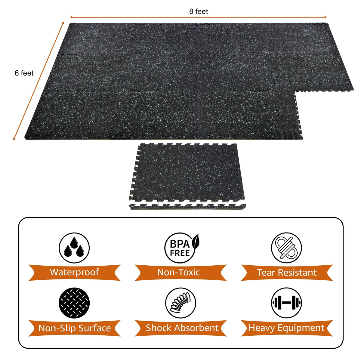 1/2" Mat High Density Sivan Flooring Rubber Foam for Home Gym Thick EVA Fitness Gym Gym Top 12 - Floor Interlocking