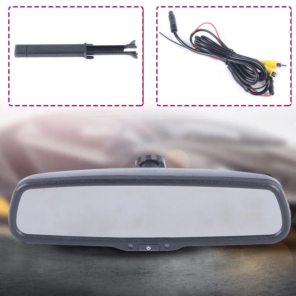 Vision View Mirror with Car System Night Backup Reverse Bracket Camera Rear 4.3" Monitor