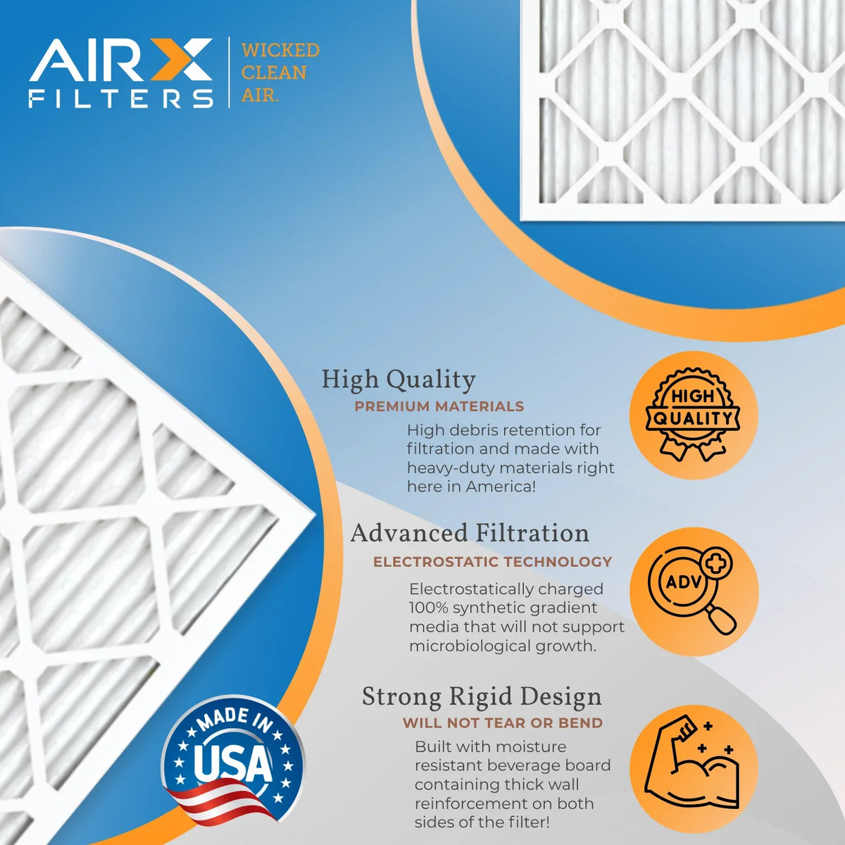 HVAC AIRX 4 1500 13 Filter Air - 18x24x1 AIR. & Pleated Premium AC Filters MPR Conditioner Comparable to USA 2200 18x24x1 CLEAN 9 Electrostatic WICKED Made Air Furnace FPR Filter FILTERS MERV Pack by